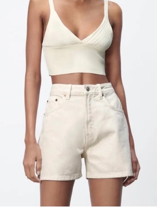Zara Pants - Zara Cream High-Rise Denim Shorts